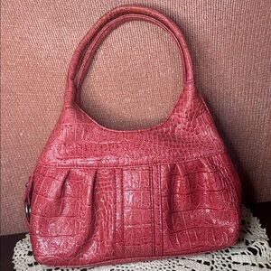 New Directions Pink Crocodile-Embossed Shoulder Bag